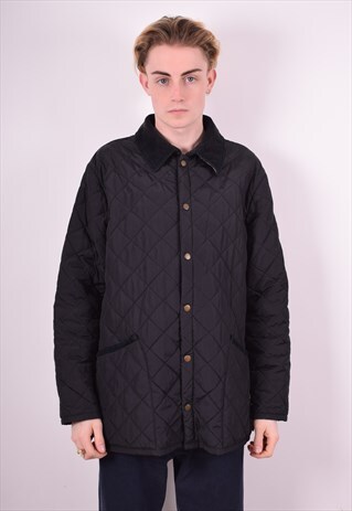 BURBERRY MENS VINTAGE QUILTED JACKET MEDIUM BLACK 90'S