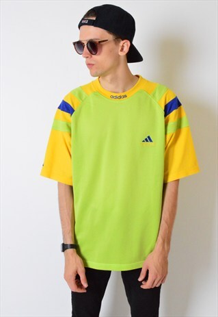VINTAGE 90S NEON COLOUR BLOCK ADIDAS SPORTS T-SHIRT