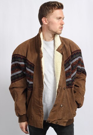 VINTAGE AZTEC FLEECE LINED FESTIVAL JACKET