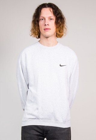 VINTAGE 90'S NIKE LIGHT GREY SWEATER JUMPER