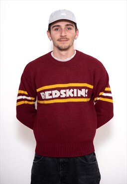 Vintage NFL Redskins 90s Spellout Knit Sweatshirt Pullover