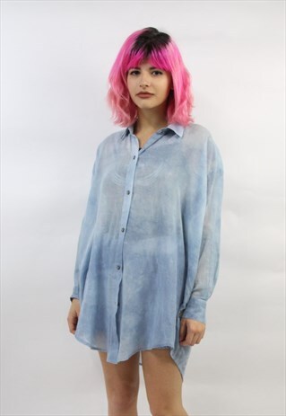 VINTAGE ARMANI BLUE SOFT FLOWY SHIRT