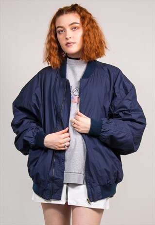 VINTAGE 90'S NAVY BLUE BOMBER JACKET