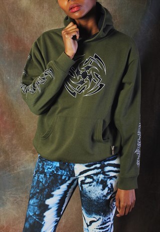 TRIBAL GREEN Y2K HOODIE
