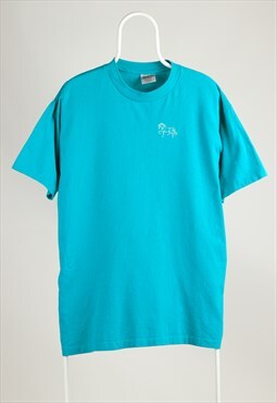 Vintage Oneita Power-T Crewneck Print T-shirt Turquoise