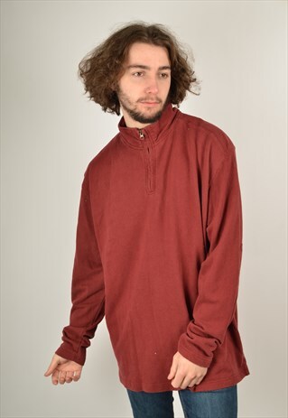 VINTAGE 1/4 ZIP 80'S SWEATSHIRT IN MAROON