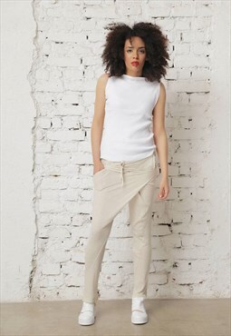 Soft jersey skinny trousers with crossed front detail 