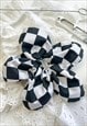 Checkerboard Oversize Flower Scrunchie