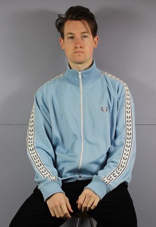 VINTAGE FRED PERRY LIAM GALLAGHER TRACK JACKET IN BABY BLUE