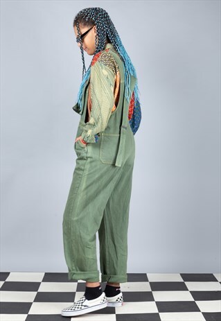 DENIM GREEN WITH YELLOW STITCHES DUNGAREES