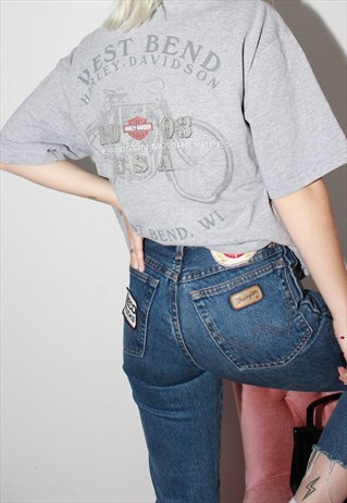 VINTAGE 90S Y2K GREY HARLEY DAVIDSON BIKER USA T-SHIRT