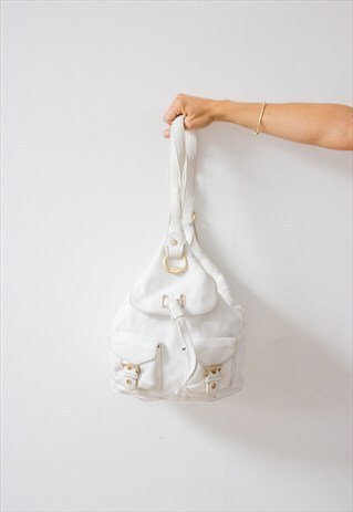VINTAGE 80S WHITE LEATHER MINI RUCKSACK/BACKPACK