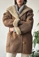 VINTAGE Y2K 00'S CLASSIC UNISEX OVERSIZED LIGHT BROWN COAT