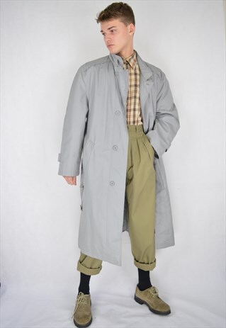 VINTAGE GREY OVERSIZE CLASSIC TRENCH COAT