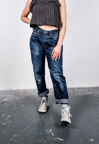VINTAGE HIGH-WAISTED LEVI'S 751 BLUE RIPPED MOM JEANS
