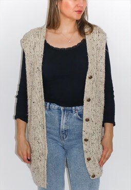 Hand Knitted Soft Wool Slouchy Long Cardigan Vest