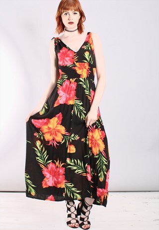 VINTAGE 90S HAWAIIAN FLORAL MAXI DRESS