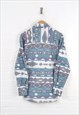 VINTAGE FLEECE SHIRT AZTEC PATTERN BLUE/GREY SMALL