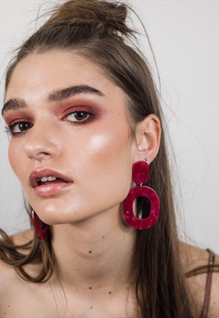 MARBLE STATEMENT EARRINGS RED
