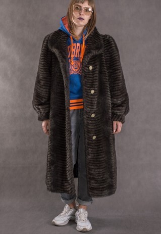 AVANT GARDE, OVERSIZED, LONG, FAUX FUR COAT FROM THE 80S