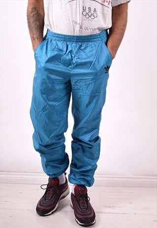 ADIDAS MENS VINTAGE TRACKSUIT TROUSERS MEDIUM BLUE 90S