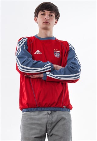 VINTAGE ADIDAS BAYERN MUNICH CREW NECK 90S RED GREY