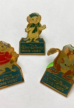 Vintage 90s The Rescue Bianca and Bernie home video pin set 