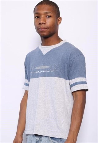 VINTAGE FILA BIG SPELL OUT LOGO CENTRAL T-SHIRT BLUE