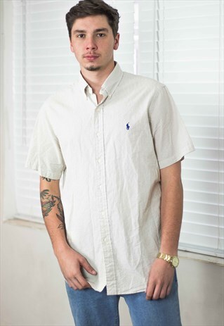 VINTAGE POLO RALPH LAUREN SHIRT LOGO 90S L 6.9
