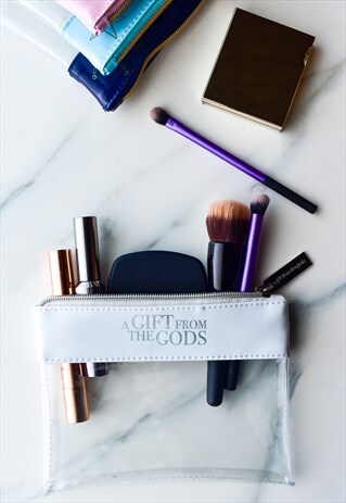 CLEAR WHITE MAKE UP COSMETIC TRAVEL POUCH