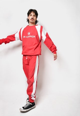 Vintage sweatsuit set red with Canadian Airline Air Canada