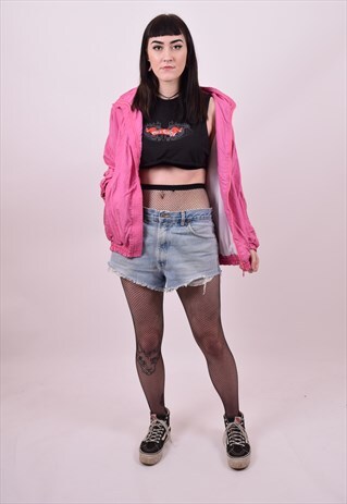 VINTAGE 80'S PINK WINDBREAKER JACKET FESTIVAL SIZE MEDIUM