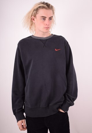 NIKE MENS VINTAGE SWEATSHIRT JUMPER XL BLACK 90S