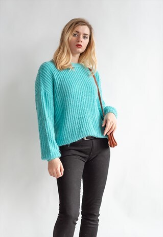 VINTAGE 80S CLASSIC WOOL JUMPER IN GREEN