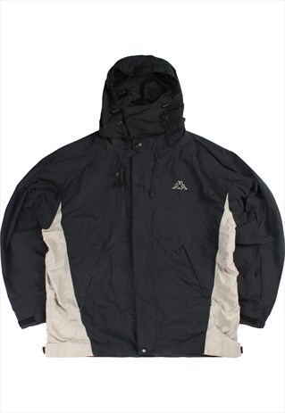 Vintage  Kappa Windbreaker Jacket Waterproof Hooded Black