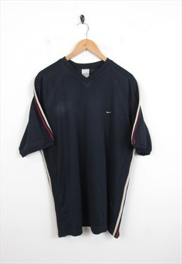 Vintage Nike Blue Logo T-shirt Polyester Size XL