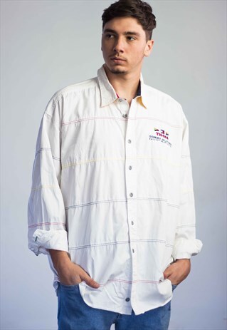 VINTAGE TOMMY HILFIGER SAILING GEAR LOGO SHIRT 90S XL 17.1