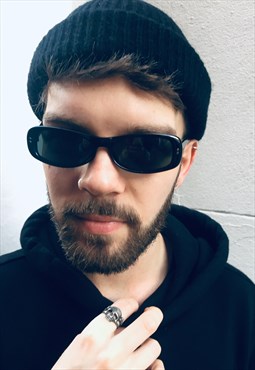 Vintage Black Rectangle Sunglasses 