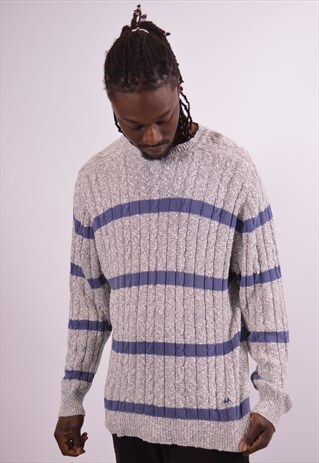 KAPPA MENS VINTAGE JUMPER SWEATER LARGE GREY 90S