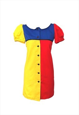60s vintage red/yellow/blue mini mod GoGo shift dress