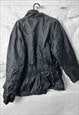 90S BLACK PVC RAIN WATERPROOF PARKA JACKET - S - M