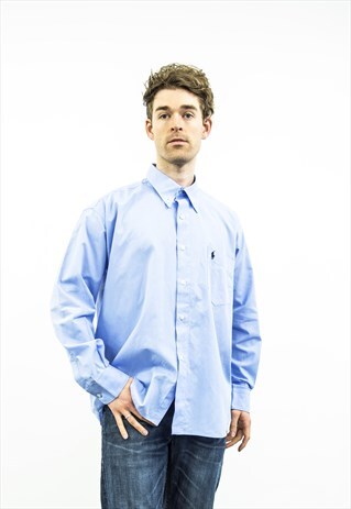 POLO RALPH LAUREN VINTAGE 1990S BLUE SHIRT