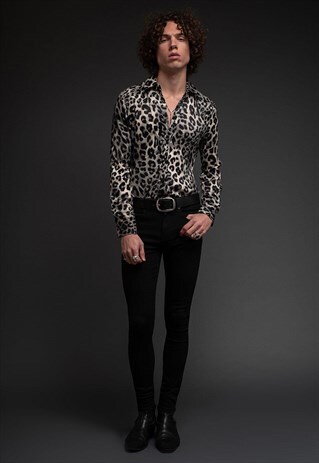 MENS WHITE LEOPARD MARQUEE SHIRT