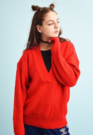 80'S RETRO SLOUCHY RIBBED KNIT MOMS JUMPER