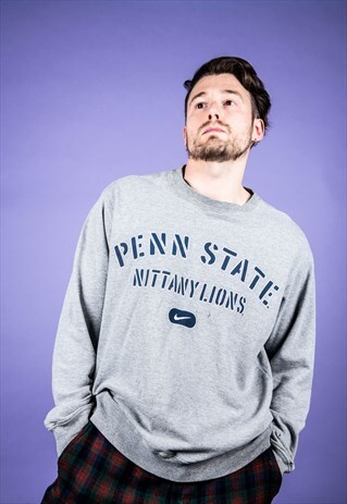 VINTAGE NIKE SWEATER IN GREY WITH PEN STATE PRINT