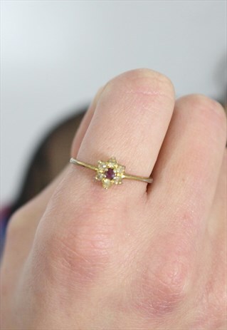 1980'S PINK GEM FLOWER RING