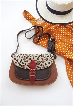 Nephele Sustainable Leather Brown Tan Leopard Shoulder Bag