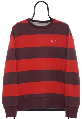 VINTAGE NIKE LOGO RED STRIPED SWEATSHIRT MENS