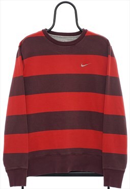 Vintage Nike Logo Red Striped Sweatshirt Mens