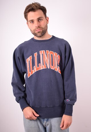 CHAMPION MENS VINTAGE ILLINOIS SWEATSHIRT JUMPER LARGE 90S